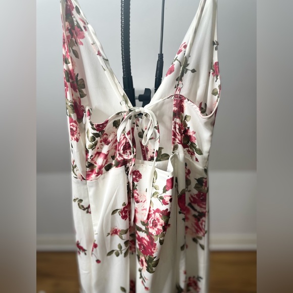 Vici Dolls 
Event Buzz Satin Floral Ruffle Maxi Dress
Ivory - Picture 3 of 6